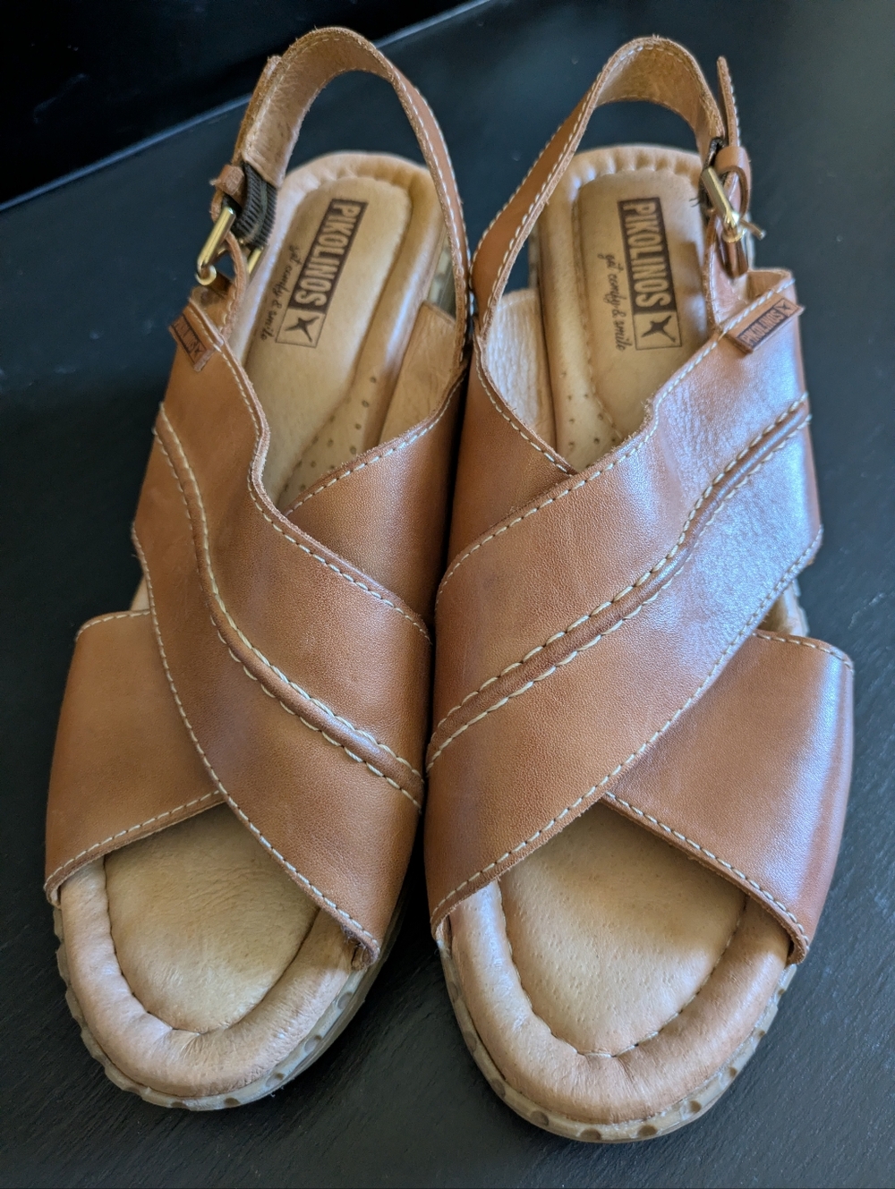 PIKOLINOS Women's Leather Crossover Slingback Sandals